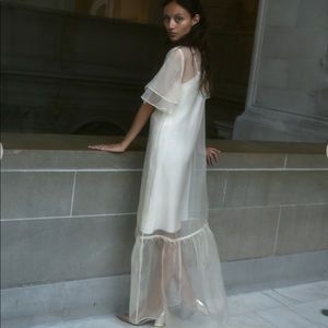 Kamperett BARRE SILK ORGANZA DRESS | IVORY